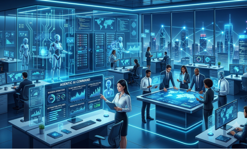 Futuristic AI Enterprise Office