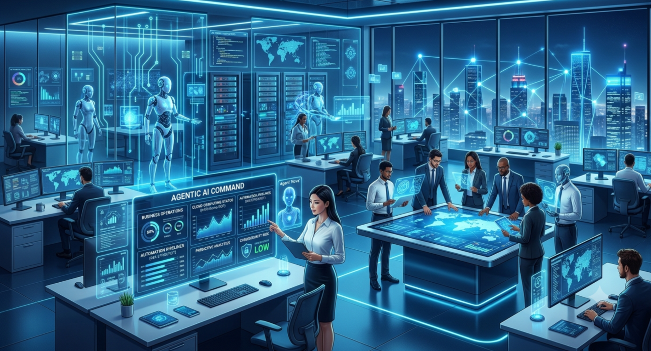 Futuristic AI Enterprise Office