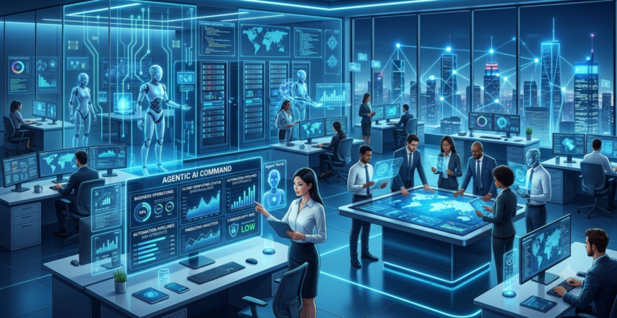 Futuristic AI Enterprise Office